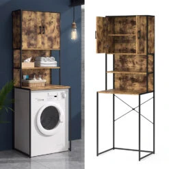 Waschmaschinenschrank "Fyrk" Eiche Rustikal/Schwarz 64 X 189 Cm Vicco -Möbel Store m3137 02 ol