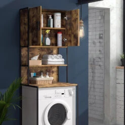 Waschmaschinenschrank "Fyrk" Eiche Rustikal/Schwarz 64 X 189 Cm Vicco -Möbel Store m3137 05 ol