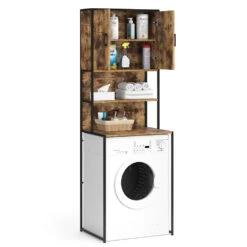 Waschmaschinenschrank "Fyrk" Eiche Rustikal/Schwarz 64 X 189 Cm Vicco -Möbel Store m3137 07 ol