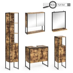 Waschmaschinenschrank "Fyrk" Eiche Rustikal/Schwarz 64 X 189 Cm Vicco -Möbel Store m3137 08 ol