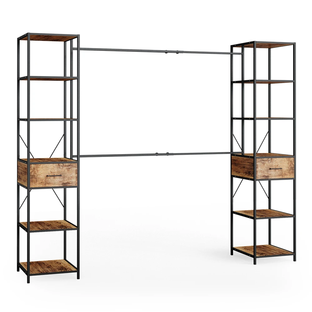 Kleiderschrank "Fyrk" Eiche Rustikal/Schwarz 180 X 187 Cm Vicco 3 Kleiderschrank "Fyrk" Eiche Rustikal/Schwarz 180 X 187 Cm Vicco