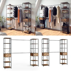 Kleiderschrank "Fyrk" Eiche Rustikal/Schwarz 180 X 187 Cm Vicco 12 Kleiderschrank "Fyrk" Eiche Rustikal/Schwarz 180 X 187 Cm Vicco -Möbel Store m3138 02 ol