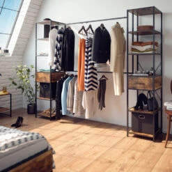 Kleiderschrank "Fyrk" Eiche Rustikal/Schwarz 180 X 187 Cm Vicco 14 Kleiderschrank "Fyrk" Eiche Rustikal/Schwarz 180 X 187 Cm Vicco -Möbel Store m3138 04 ol