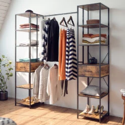 Kleiderschrank "Fyrk" Eiche Rustikal/Schwarz 180 X 187 Cm Vicco 15 Kleiderschrank "Fyrk" Eiche Rustikal/Schwarz 180 X 187 Cm Vicco -Möbel Store m3138 05 ol