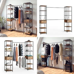 Kleiderschrank "Fyrk" Eiche Rustikal/Schwarz 180 X 187 Cm Vicco 18 Kleiderschrank "Fyrk" Eiche Rustikal/Schwarz 180 X 187 Cm Vicco -Möbel Store m3138 08 ol