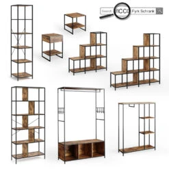 Kleiderschrank "Fyrk" Eiche Rustikal/Schwarz 180 X 187 Cm Vicco 19 Kleiderschrank "Fyrk" Eiche Rustikal/Schwarz 180 X 187 Cm Vicco -Möbel Store m3138 09 ol