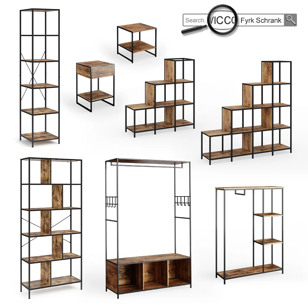 Kleiderschrank "Fyrk" Eiche Rustikal/Schwarz 180 X 187 Cm Vicco 11 Kleiderschrank "Fyrk" Eiche Rustikal/Schwarz 180 X 187 Cm Vicco – Bild 9