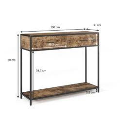 Konsolentisch "Fyrk" Eiche Rustikal/Schwarz 100 X 80 Cm Mit Schubladen Vicco -Möbel Store m3140 03 ol