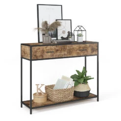 Konsolentisch "Fyrk" Eiche Rustikal/Schwarz 100 X 80 Cm Mit Schubladen Vicco -Möbel Store m3140 07 ol