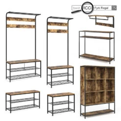 Konsolentisch "Fyrk" Eiche Rustikal/Schwarz 100 X 80 Cm Mit Schubladen Vicco -Möbel Store m3140 09 ol