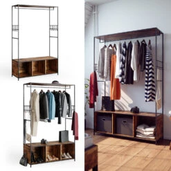 Kleiderschrank "Fyrk" Eiche Rustikal/Schwarz 119.5 X 189 Cm Vicco -Möbel Store m3141 02 ol