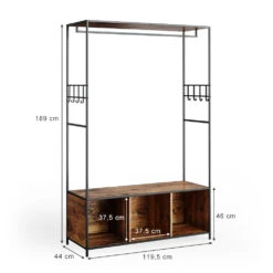 Kleiderschrank "Fyrk" Eiche Rustikal/Schwarz 119.5 X 189 Cm Vicco -Möbel Store m3141 03 ol