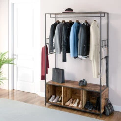 Kleiderschrank "Fyrk" Eiche Rustikal/Schwarz 119.5 X 189 Cm Vicco -Möbel Store m3141 05 ol