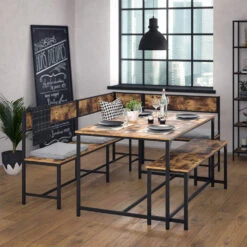 Esszimmer-Eckbank "Fyrk" Eiche Rustikal/Schwarz 195 X 142 Cm Vicco 14 Esszimmer-Eckbank "Fyrk" Eiche Rustikal/Schwarz 195 X 142 Cm Vicco -Möbel Store m3145 04 ol