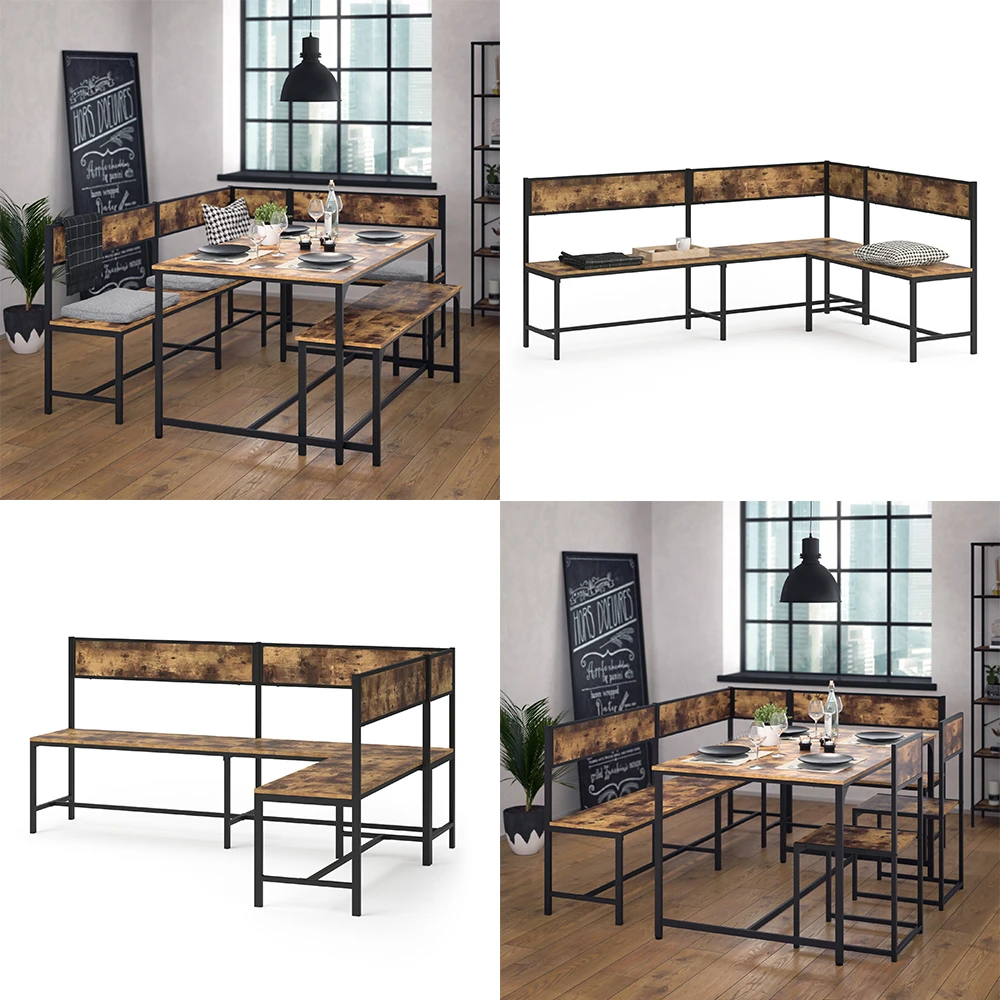 Esszimmer-Eckbank "Fyrk" Eiche Rustikal/Schwarz 195 X 142 Cm Vicco 10 Esszimmer-Eckbank "Fyrk" Eiche Rustikal/Schwarz 195 X 142 Cm Vicco – Bild 8