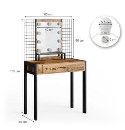 Schminktisch "Fyrk Design" Antikholz/Schwarz Mit LED-Beleuchtung Vicco 13 Schminktisch "Fyrk Design" Antikholz/Schwarz Mit LED-Beleuchtung Vicco -Möbel Store m3151 l 03 ol