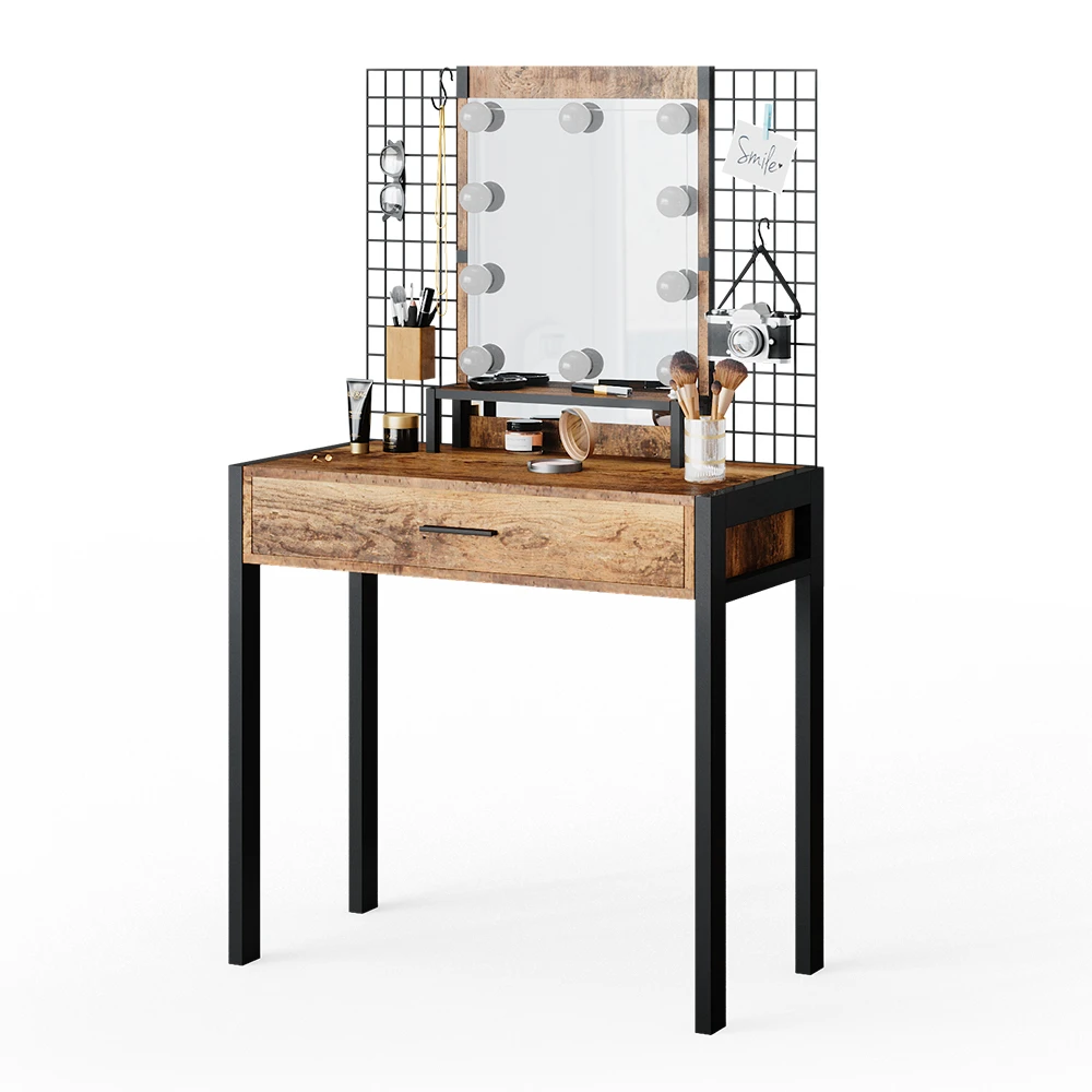 Schminktisch "Fyrk Design" Antikholz/Schwarz Mit LED-Beleuchtung Vicco 9 Schminktisch "Fyrk Design" Antikholz/Schwarz Mit LED-Beleuchtung Vicco – Bild 7