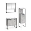 Badmöbel Set "Fyrk" Beton/Schwarz 3 Teile Vicco -Möbel Store m3159 01 ol
