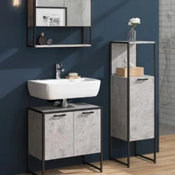 Badmöbel Set "Fyrk" Beton/Schwarz 3 Teile Vicco -Möbel Store m3159 05 ol