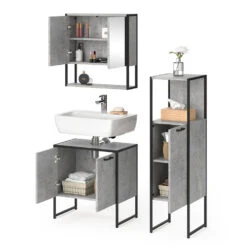Badmöbel Set "Fyrk" Beton/Schwarz 3 Teile Vicco -Möbel Store m3159 07 ol