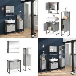 Badmöbel Set "Fyrk" Beton/Schwarz 3 Teile Vicco -Möbel Store m3159 08 ol