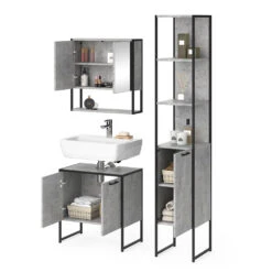 Badmöbel Set "Fyrk" Beton/Schwarz 3 Teile, Mit Unterschrank 60 Cm Vicco 16 Badmöbel Set "Fyrk" Beton/Schwarz 3 Teile, Mit Unterschrank 60 Cm Vicco -Möbel Store m3161 07 ol