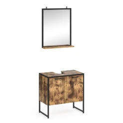 Badmöbel Set "Fyrk" Eiche Rustikal/Schwarz 2 Teile Vicco