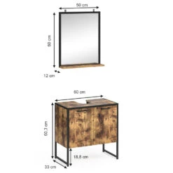 Badmöbel Set "Fyrk" Eiche Rustikal/Schwarz 2 Teile Vicco 12 Badmöbel Set "Fyrk" Eiche Rustikal/Schwarz 2 Teile Vicco -Möbel Store m3164 03 ol