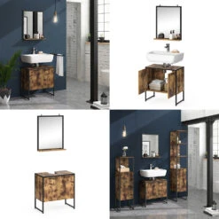 Badmöbel Set "Fyrk" Eiche Rustikal/Schwarz 2 Teile Vicco 17 Badmöbel Set "Fyrk" Eiche Rustikal/Schwarz 2 Teile Vicco -Möbel Store m3164 08 ol