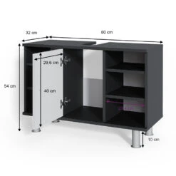 Waschbeckenunterschrank "Fynn" Weiß Hochglanz/Anthrazit 80 X 54 Cm Vicco -Möbel Store m3174 03 ol