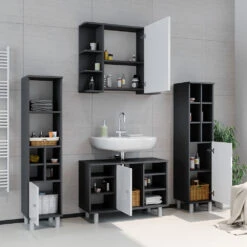 Waschbeckenunterschrank "Fynn" Weiß Hochglanz/Anthrazit 80 X 54 Cm Vicco -Möbel Store m3174 04 ol