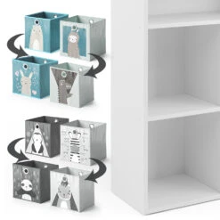 Kinderregal Weiß/Grau 72 X 90.2 Cm Mit 4 Faltboxen Vicco -Möbel Store m3179 fb2050 51 06 ol