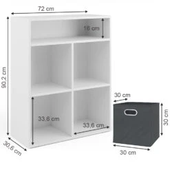 Bücherregal Weiß/Anthrazit 72 X 90.2 Cm Mit 4 Faltboxen Vicco -Möbel Store m3179 fb 03 ol