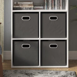 Bücherregal Weiß/Anthrazit 72 X 90.2 Cm Mit 4 Faltboxen Vicco -Möbel Store m3179 fb 05 ol