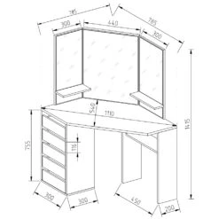 Eckschminktisch "Arielle" Schwarz Vicco -Möbel Store m3181 03 ol