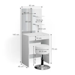 Schminktisch "Isabelle" Weiß 60 Cm Mit Hocker Vicco 12 Schminktisch "Isabelle" Weiß 60 Cm Mit Hocker Vicco -Möbel Store m3291 hw 03 ol