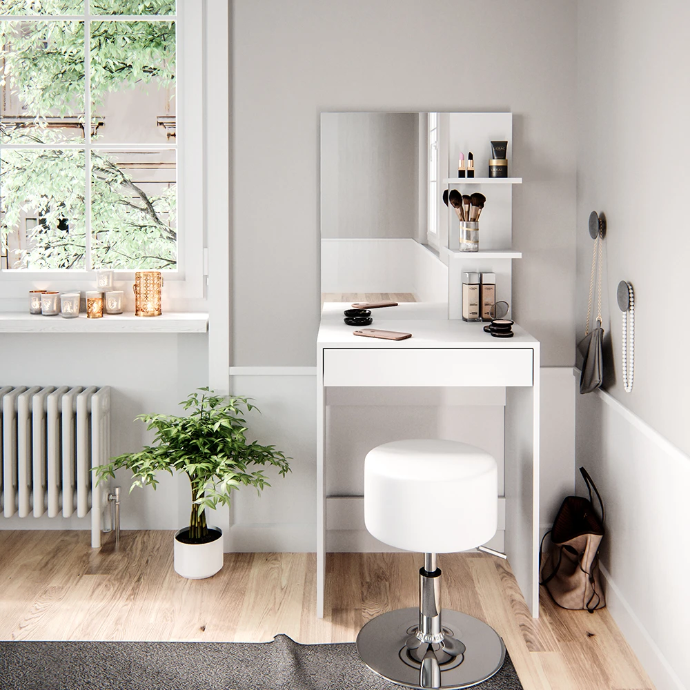 Schminktisch "Isabelle" Weiß 60 Cm Mit Hocker Vicco 6 Schminktisch "Isabelle" Weiß 60 Cm Mit Hocker Vicco – Bild 4