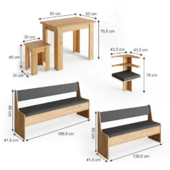 Eckbankgruppe "Roman" Goldkraft Eiche/Anthrazit 210 X 180 Cm Mit Tisch Vicco -Möbel Store m3317 03 ol