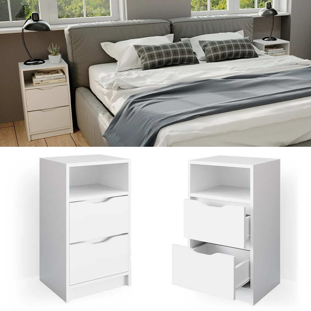 Nachttisch "Ruben" Weiß 38 X 66.6 Cm 2er Set Vicco 4 Nachttisch "Ruben" Weiß 38 X 66.6 Cm 2er Set Vicco – Bild 2