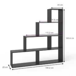 Treppenregal Schwarz 163 X 155 Cm Vicco -Möbel Store m3350 03 ol