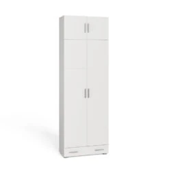 Aktenregal "Frank" Weiß 80 X 240 Cm Mit Schrankaufsatz Und Schublade Vicco