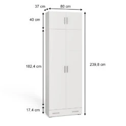 Aktenregal "Frank" Weiß 80 X 240 Cm Mit Schrankaufsatz Und Schublade Vicco -Möbel Store m3354 am sm 03 ol