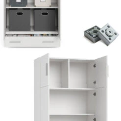 Aktenregal "Frank" Weiß 80 X 240 Cm Mit Schrankaufsatz Und Schublade Vicco -Möbel Store m3354 am sm 06 ol