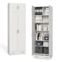 Aktenregal "Frank" Weiß 80 X 240 Cm Mit Schrankaufsatz Und Schublade Vicco -Möbel Store m3354 am sm 07 ol