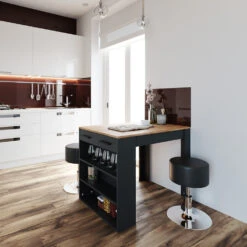 Bartisch Set "Repose" Anthrazit/Goldkraft Eiche 67 X 100 Cm Mit 2 Barhockern Vicco -Möbel Store m3355 hs 04 ol