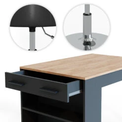 Bartisch Set "Repose" Anthrazit/Goldkraft Eiche 67 X 100 Cm Mit 2 Barhockern Vicco -Möbel Store m3355 hs 06 ol