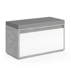 Schuhbank "Iker" Beton/Weiß 80 X 45 Cm Vicco