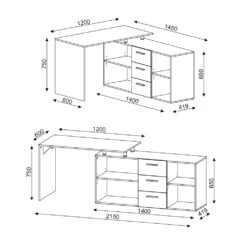 Eckschreibtisch "Dante" Weiß 145 X 120 Cm Vicco -Möbel Store m3362 03 ol