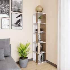 Eckregal "Lio" Weiß/Sonoma 33.3 X 162.2 Cm Vicco -Möbel Store m3380 04 ol