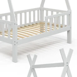 Tipi-Bett "Tipi" Weiß 70x140 Cm Mit Rausfallschutz Vitalispa -Möbel Store m3384 07 ol